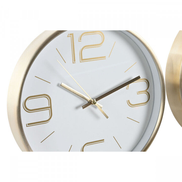 Wall Clock DKD Home Decor White Black Golden Aluminium Ø 25 cm 25 x 4 x 25 cm (2 Units)