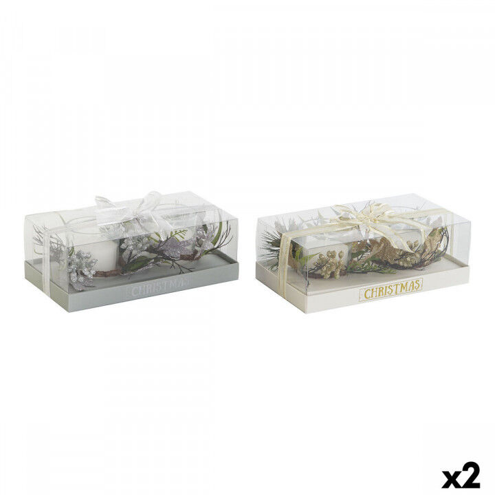 Kerzen-Set DKD Home Decor Gold Silberfarben Weihnachten 10 x 10 x 7 cm (2 Stück)