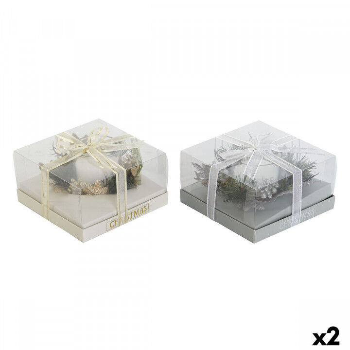 Candle DKD Home Decor Golden Silver Christmas 15 x 15 x 5 cm (2 Units)