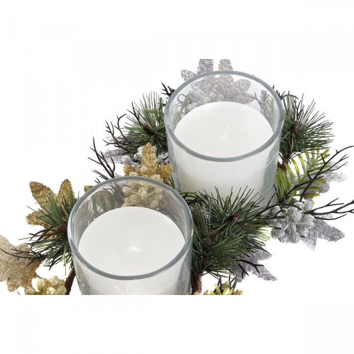 Kerze DKD Home Decor Gold Silberfarben Weihnachten 15 x 15 x 5 cm (2 Stück)