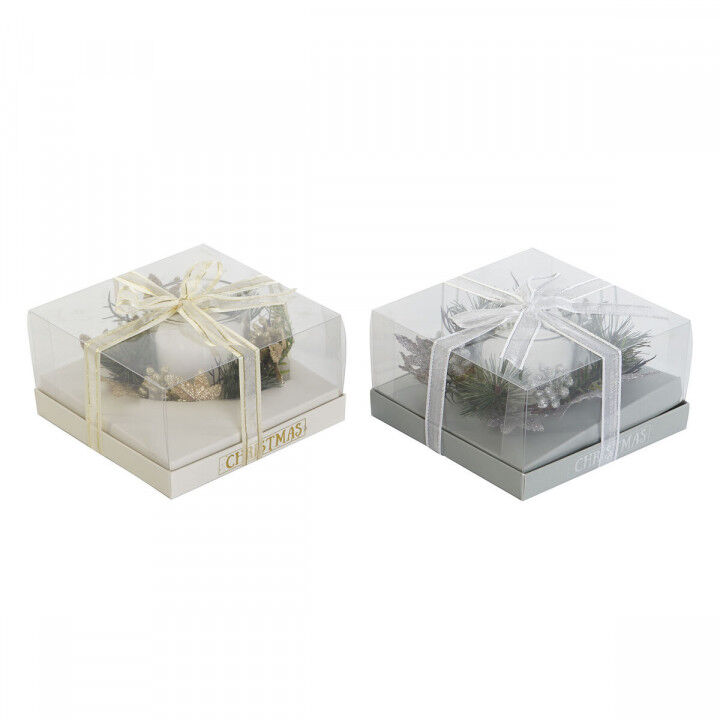 Vela DKD Home Decor Dorado Plateado Navidad 15 x 15 x 5 cm (2 Unidades)