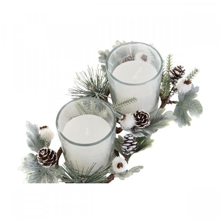Kerzen-Set DKD Home Decor Weiß Weihnachten 10 x 10 x 7 cm 19 x 10.5 x 7 cm (2 Stück)