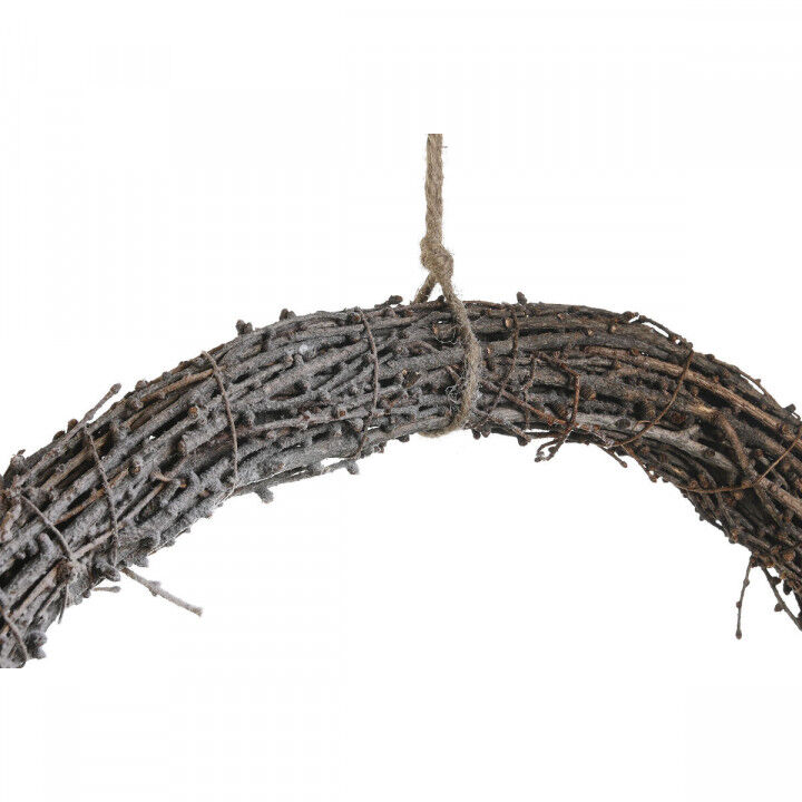 Corona de Navidad DKD Home Decor Natural Mimbre Piña Nevado 46 x 7 x 46 cm (2 Unidades)