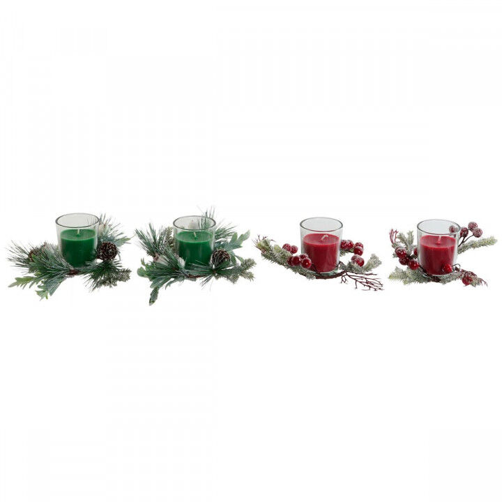 Vela DKD Home Decor Rojo Verde 5,5 x 5,5 x 6,5 cm (2 Unidades)