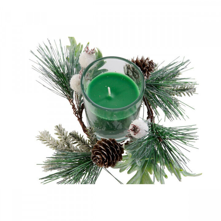 Candela DKD Home Decor Rosso Verde 5,5 x 5,5 x 6,5 cm (2 Unità)