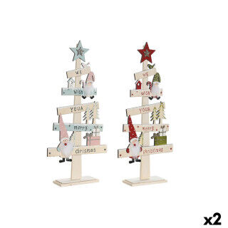 Albero di Natale DKD Home Decor Rosso Rosa Legno 17,5 x 5 x 38 cm (2 Unità)