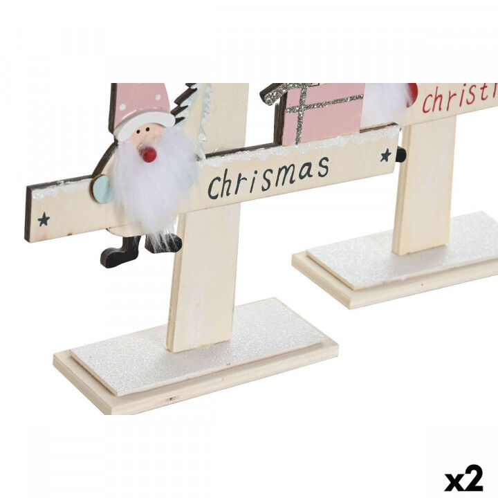 Kerstboom DKD Home Decor Rood Roze Hout 17,5 x 5 x 38 cm (2 Stuks)