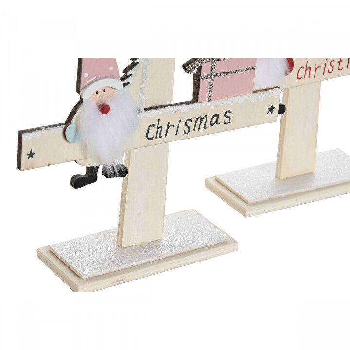 Sapin de Noël DKD Home Decor Rouge Rose Bois 17,5 x 5 x 38 cm (2 Unités)