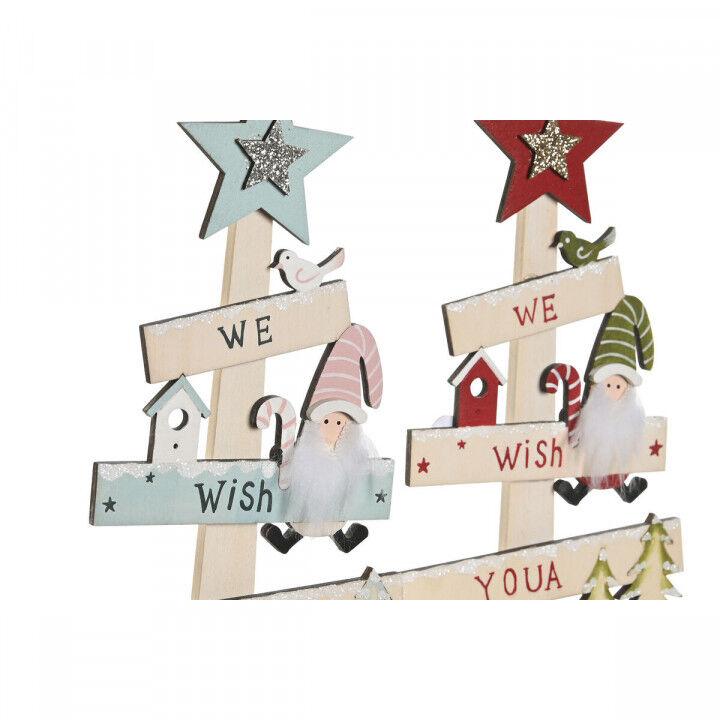 Christmas Tree DKD Home Decor Red Pink Wood 17,5 x 5 x 38 cm (2 Units)