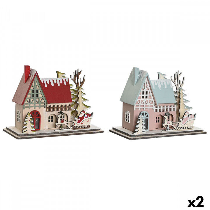 Adorno Navideño DKD Home Decor Rojo Rosa claro 23,5 x 11 x 20,5 cm (2 Unidades)