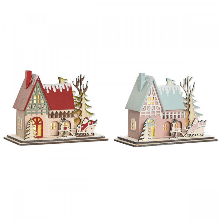 Adorno Navideño DKD Home Decor Rojo Rosa claro 23,5 x 11 x 20,5 cm (2 Unidades)