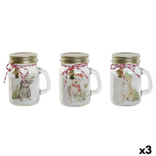 Kerze DKD Home Decor Weiß Gold Weihnachten 8 x 5 x 9 cm (3 Stück)