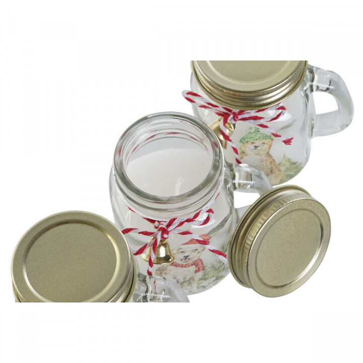 Kerze DKD Home Decor Weiß Gold Weihnachten 8 x 5 x 9 cm (3 Stück)