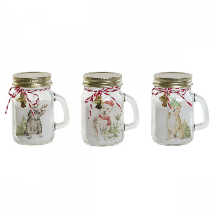 Vela DKD Home Decor Blanco Dorado Navidad 8 x 5 x 9 cm (3 Unidades)