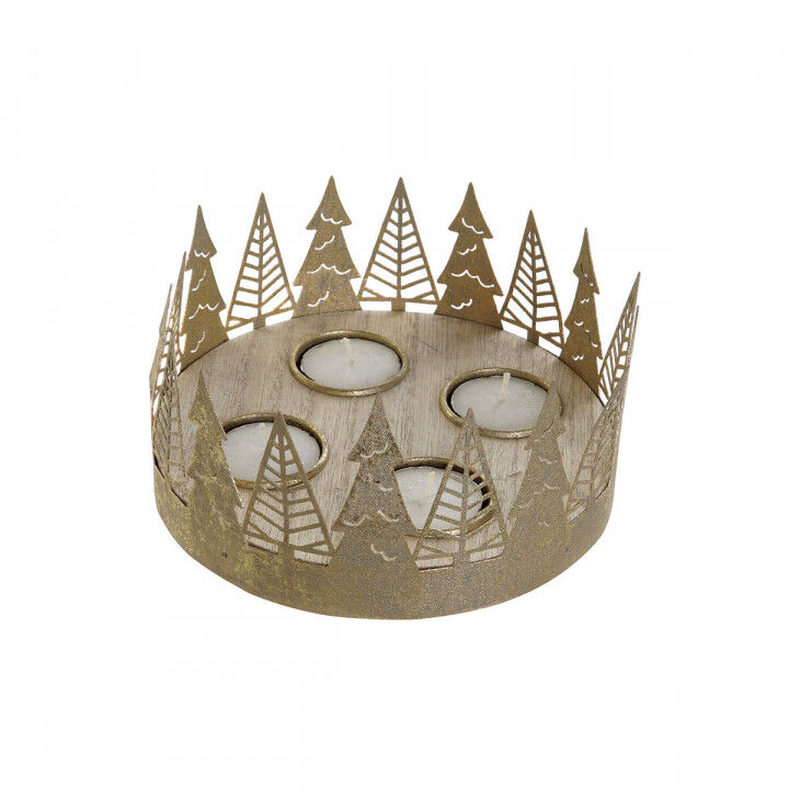 Kerstkaarshouder DKD Home Decor Gouden Natuurlijk 16,5 x 16,5 x 8,5 cm (2 Stuks)