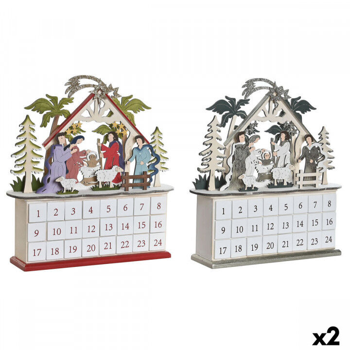 Calendario dell'Avvento DKD Home Decor Legno 34 x 8,5 x 36,5 cm (2 Unità)