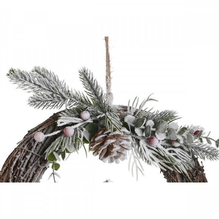 Weihnachtskranz DKD Home Decor natürlich korb Ananas Verschneit 32 x 7 x 32 cm (2 Stück)