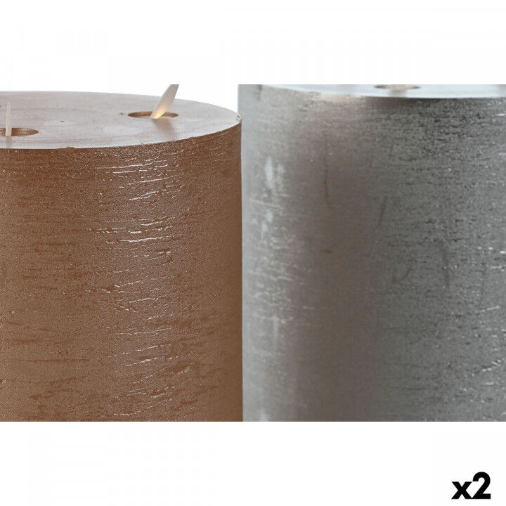 LED Candle DKD Home Decor Golden Silver 15 x 15 x 20 cm (AA) (2 Units)