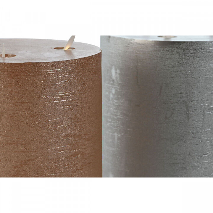 Candela LED DKD Home Decor Dorato Argentato 15 x 15 x 20 cm (AA) (2 Unità)