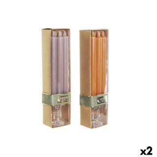 Set de Velas DKD Home Decor Gris Naranja 2 x 2 x 20 cm 4 Piezas (2 Unidades)