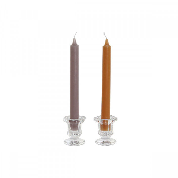 Kaarsenset DKD Home Decor Grijs Oranje 2 x 2 x 20 cm 4 Onderdelen (2 Stuks)