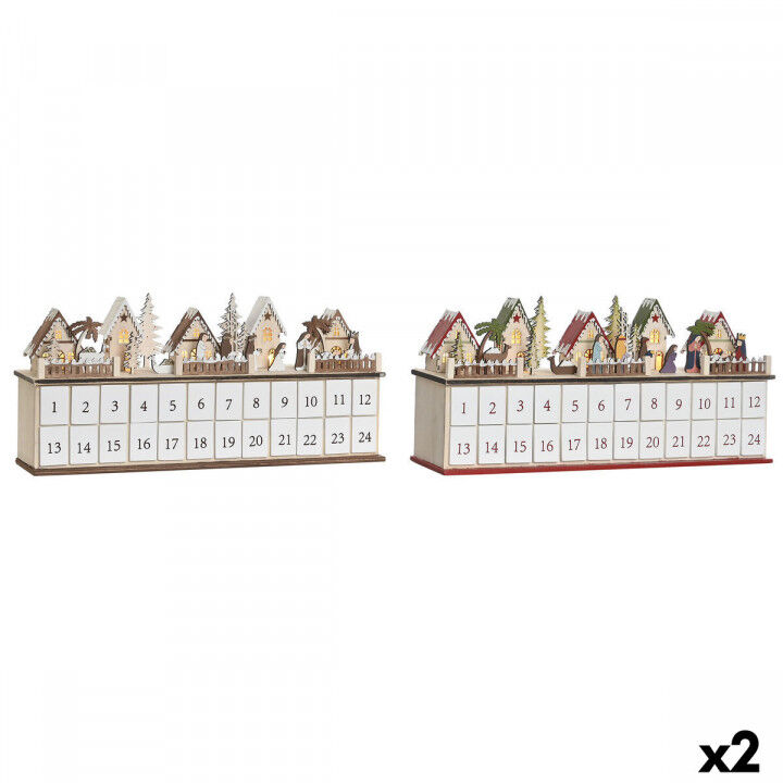 Adventskalender DKD Home Decor Holz 45 x 11 x 23 cm (2 Stück)
