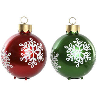 Bolas de Navidad Home ESPRIT Rojo Verde Metal LED (2 Unidades)