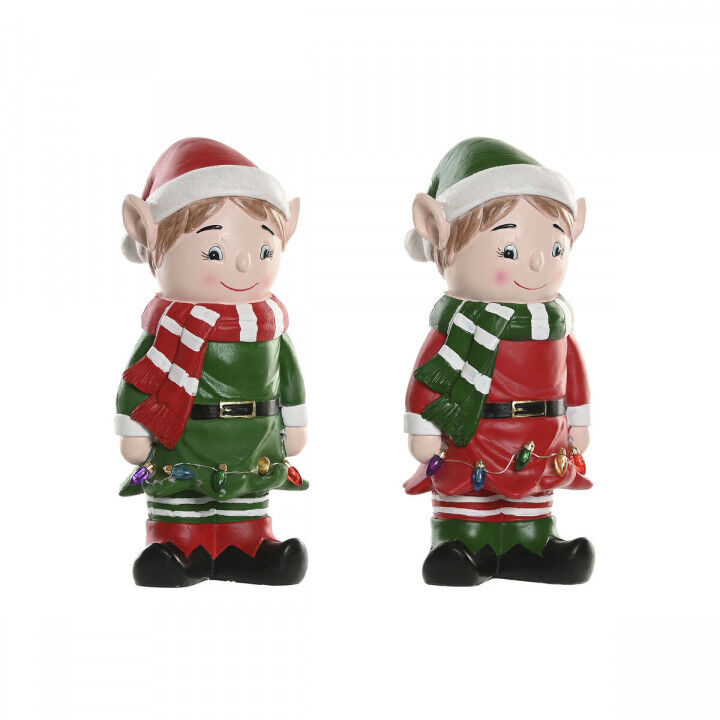 Kerstversiering Home ESPRIT Multicolour Elf 15 X 13 X 32 cm (2 Stuks)