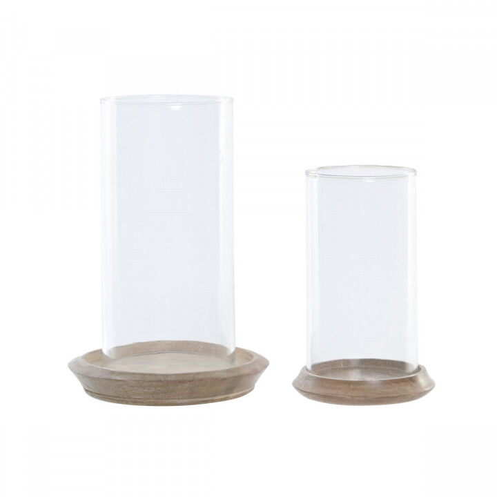 Candleholder Home ESPRIT Brown Natural Crystal Mango wood 19 x 19 x 26 cm (2 Units)