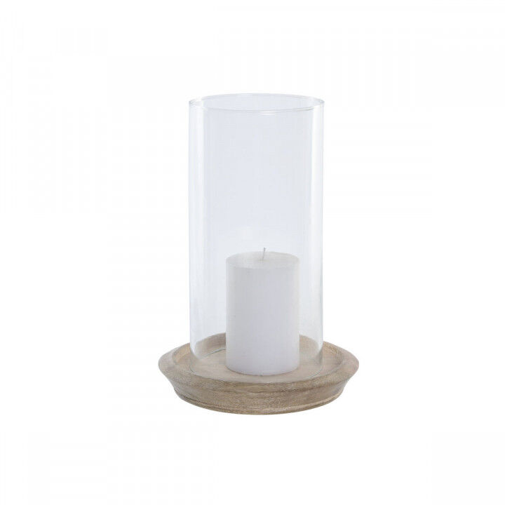 Bougeoir Home ESPRIT Marron Naturel Verre Bois de manguier 19 x 19 x 26 cm (2 Unités)