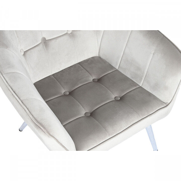 Armchair Home ESPRIT Grey Cream Golden Silver Polyester Metal 74 x 74 x 90 cm 74 x 67 x 90 cm