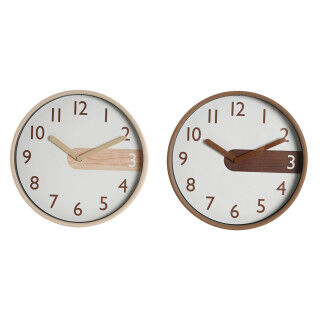 Reloj de Pared Home ESPRIT Marrón Natural PVC Madera 30 x 4,7 x 30 cm (2 Unidades)