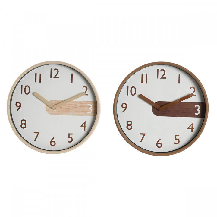 Horloge Murale Home ESPRIT Marron Naturel PVC Bois 30 x 4,7 x 30 cm (2 Unités)