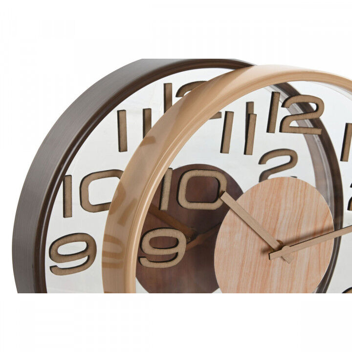 Horloge Murale Home ESPRIT Marron Naturel PVC Bois 30 x 4,7 x 30 cm (2 Unités)