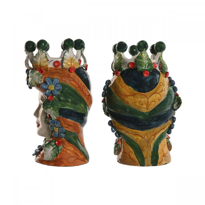 Vaso Home ESPRIT Verde Multicolore Porcellana 20 x 20 x 32 cm (2 Unità)