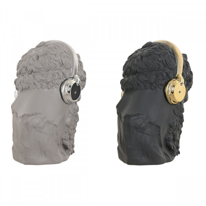 Decoratieve figuren Home ESPRIT Zwart Grijs Gouden Zilverkleurig Oordopjes 14 x 10 x 17 cm (2 Stuks)