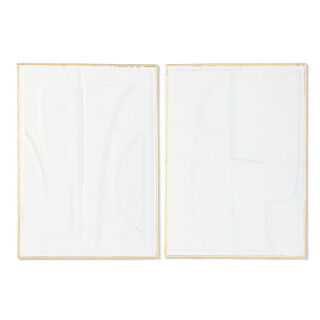 Decoración de Pared Home ESPRIT Blanco Dorado Abstracto 72,7 x 2,5 x 100,5 cm (2 Unidades)