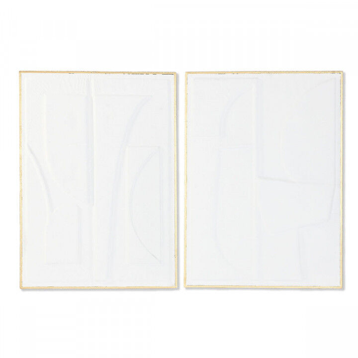 Decorazione da Parete Home ESPRIT Bianco Dorato Astratto 72,7 x 2,5 x 100,5 cm (2 Unità)