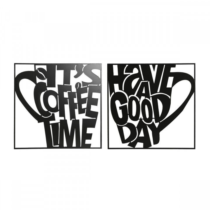 Decoración de Pared Home ESPRIT Negro Vintage Taza 44,5 x 1 x 44,5 cm (2 Unidades)