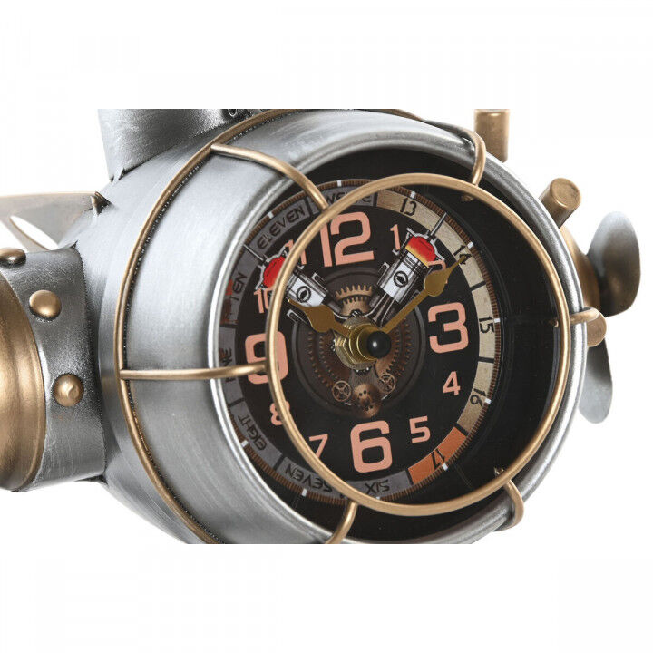 Orologio da Tavolo Home ESPRIT Dorato Argentato Aereo Vintage