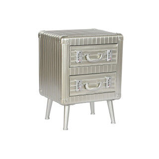 Table de Nuit Home ESPRIT Argenté Métal Bois MDF 46 x 39 x 63 cm