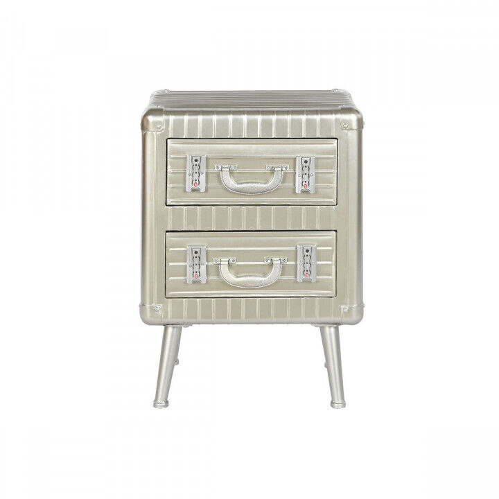 Table de Nuit Home ESPRIT Argenté Métal Bois MDF 46 x 39 x 63 cm