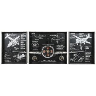 Reloj de Pared Home ESPRIT Dorado Plateado Metal Avión Vintage 175 x 21 x 64 cm