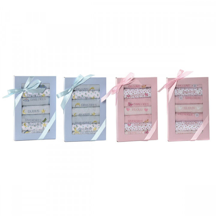 Set de Baberos Home ESPRIT Rosa Azul cielo Algodón 19 x 29 x 3 cm (4 Unidades)