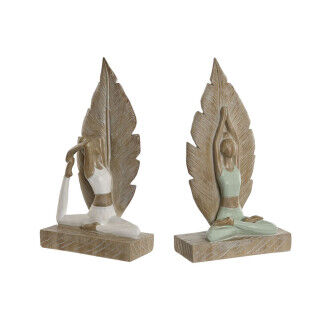 Decoratieve figuren Home ESPRIT Wit Groen Scandi 15,5 x 7,5 x 26,5 cm (2 Stuks)