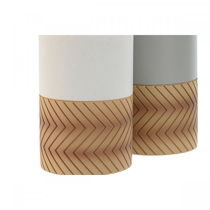 Glas Home ESPRIT Wit Grijs Natuurlijk Hars 7 x 7 x 10,5 cm (2 Stuks)