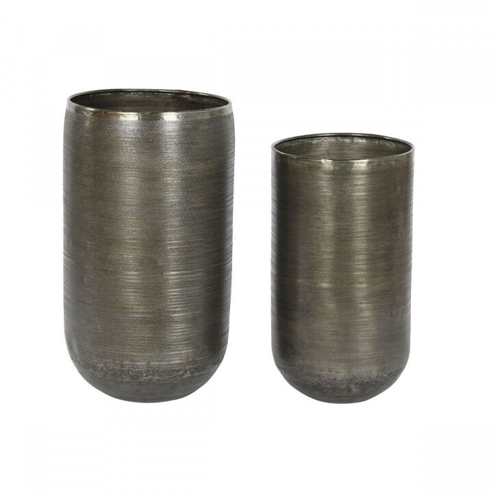 Plantenbakkenset Home ESPRIT Gouden Zilverkleurig Aluminium 34,5 x 36 x 63 cm