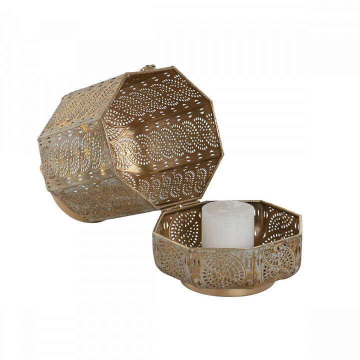 Set di Portacandele Home ESPRIT Dorato Metallo 25 x 25 x 40 cm