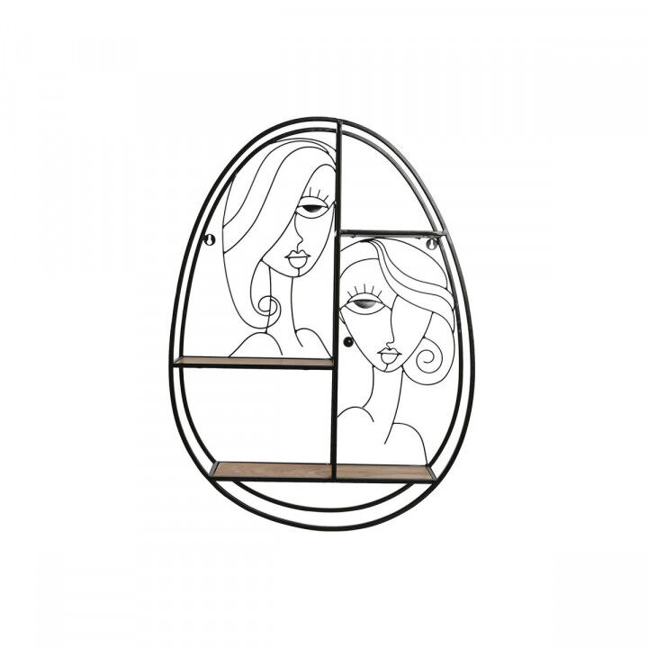 Planken Home ESPRIT Zwart Natuurlijk Metaal Hout MDF 53 x 12,2 x 72 cm Voor aan de muur