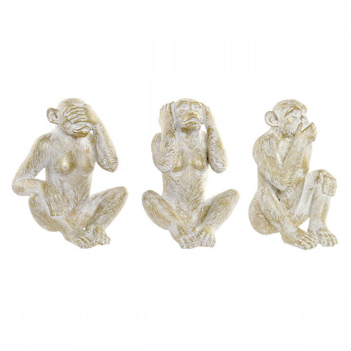 Figura Decorativa Home ESPRIT Dorado Mono Tropical 21 x 17 x 25 cm (3 Unidades)